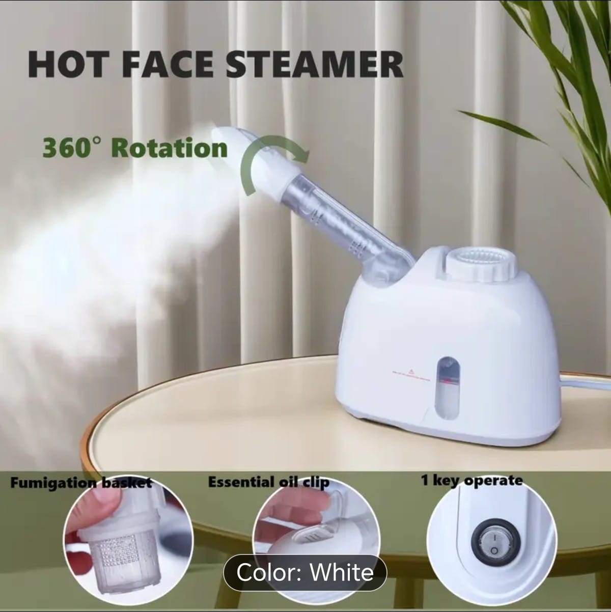 360 Rotating  Hot Face Streamer with  Essential Oil & Fumigation Basket